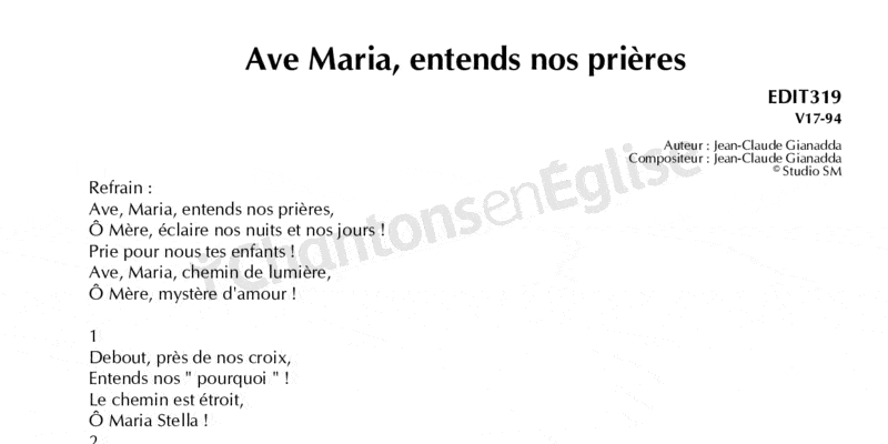 Paroles De Ave Maria Entends Nos Pri res AVEMARIASOUND
